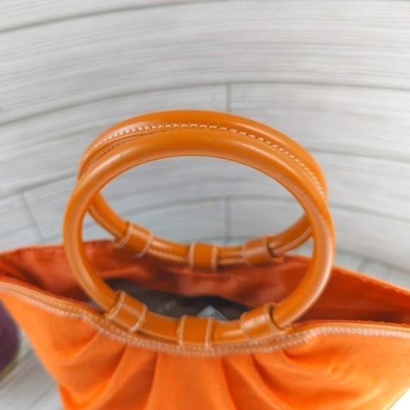 Neiman Marcus Vintage Canvas Mini Tote Bag with Round Handles in Orange - Picture 5 of 8